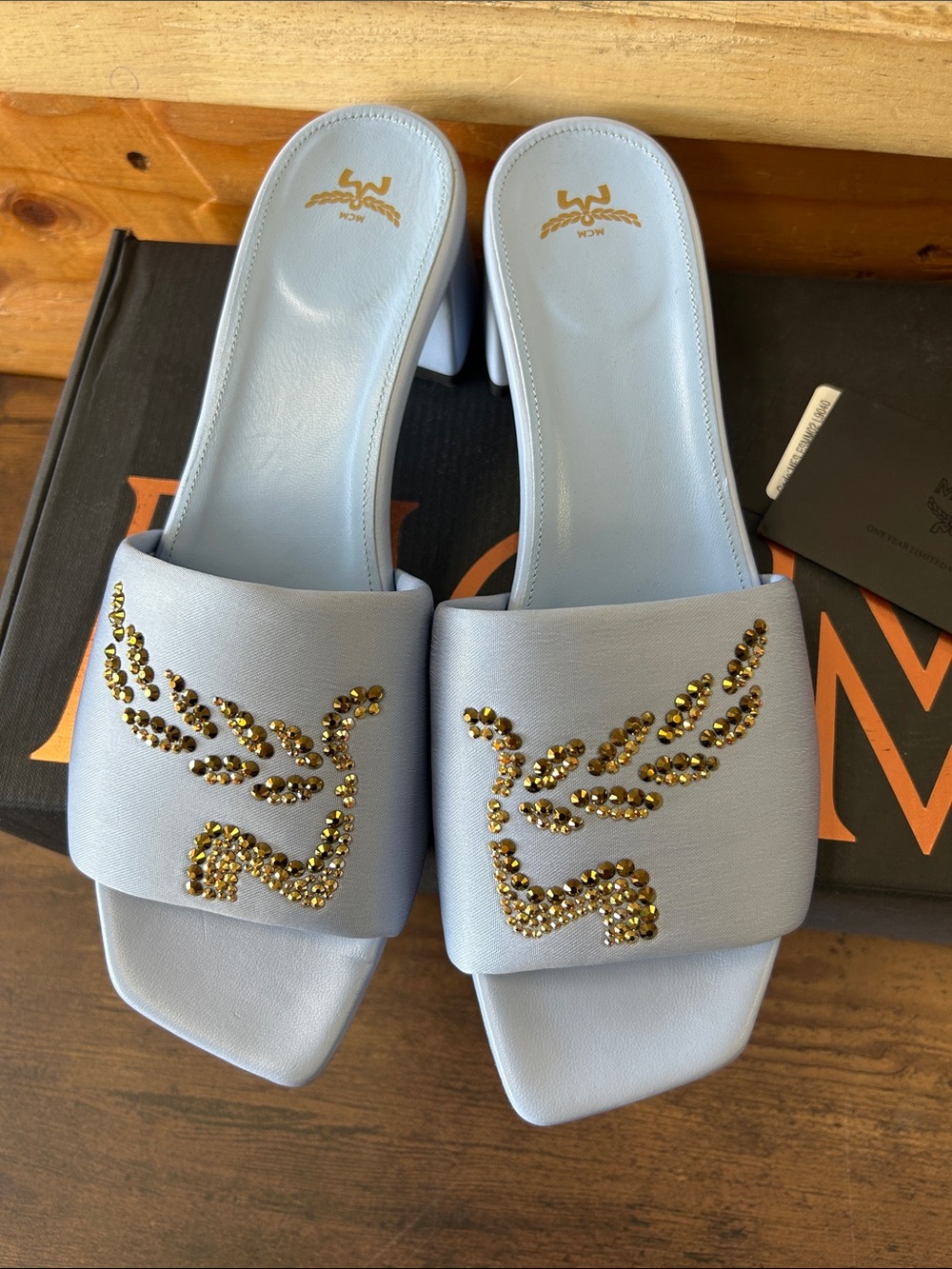 MCM Chambray blue slide heels size 40 - Picture 4 of 5